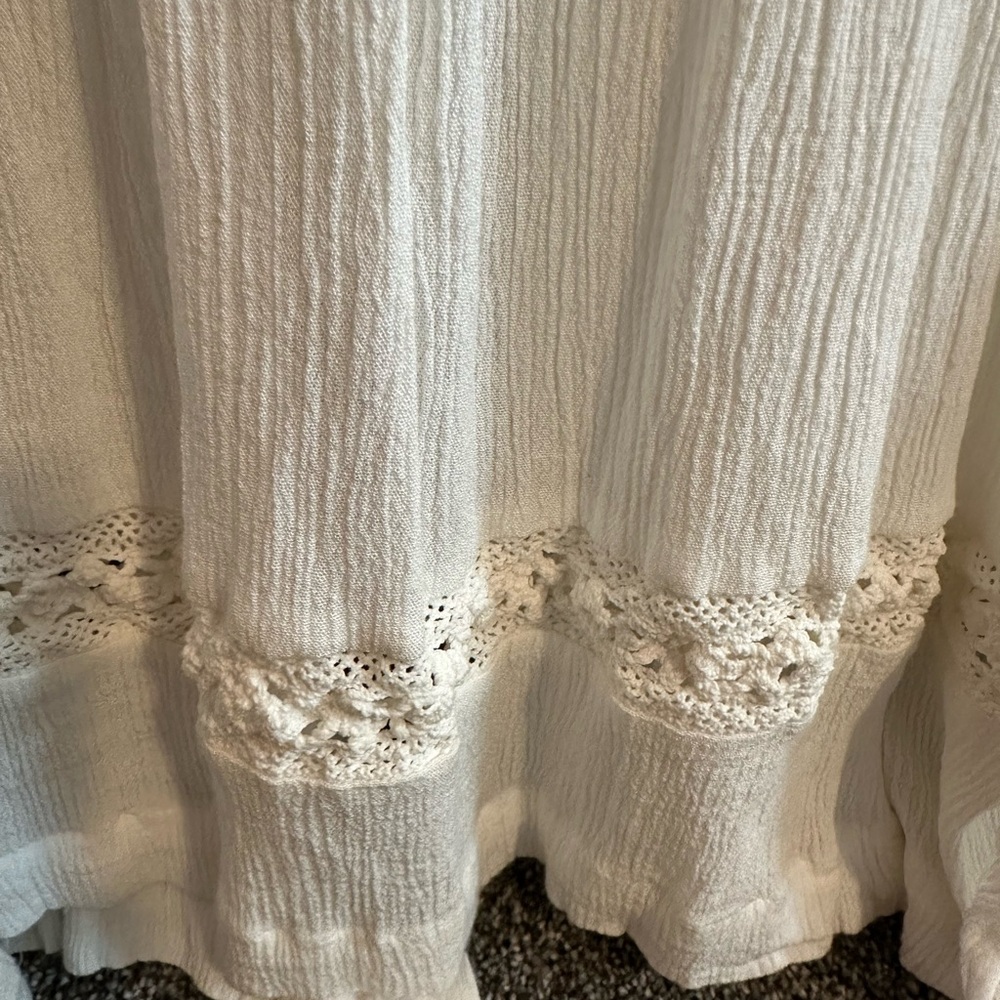 Knot Sisters cottagecore Maxi Dress Cream Crochet Button Front western Size S - Picture 6 of 7